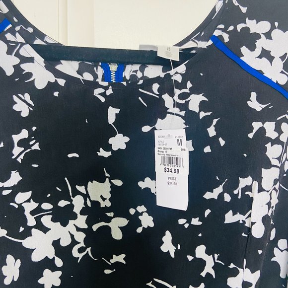 Motherhood Maternity Peplum Black White Floral Top Blouse Size Medium - Picture 6 of 8